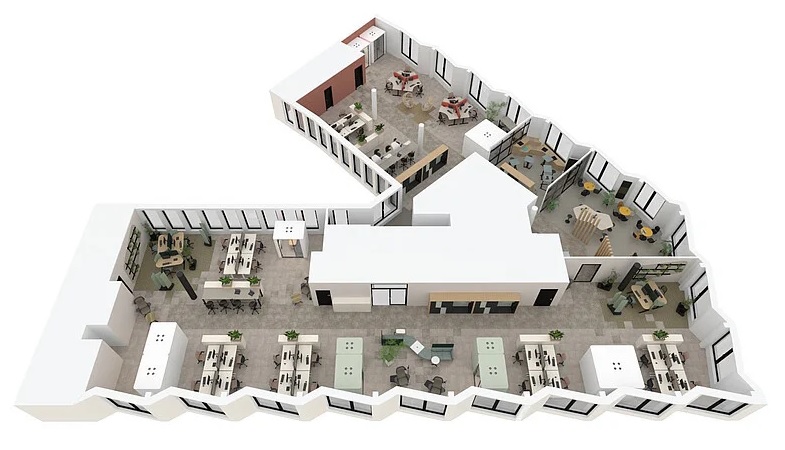 3D interieurontwerp door Perla Kantoorinrichting